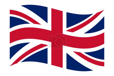 Drapeau ondulé de Grande-Bretagne, isolé sur fond transparent. Drapeau du Royaume Uni. Illustration vectorielle.