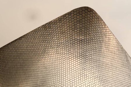 Metal hexagons form the facade of the famous Soumaya Museum, Mexico City 2022