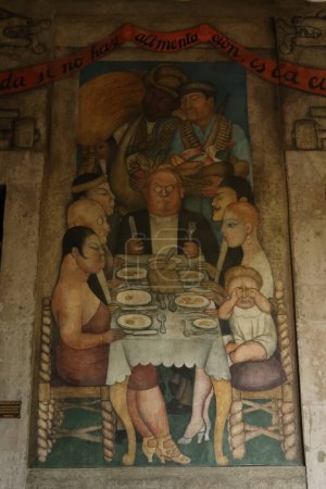 Foto de Diego Rivera Mural en Secretaría de Educación Pública / Secretaria de Educación Pública / SEP: La Cena Capitalista, 1928, Ciudad de México, 22. Abril de 2022 - Imagen libre de derechos