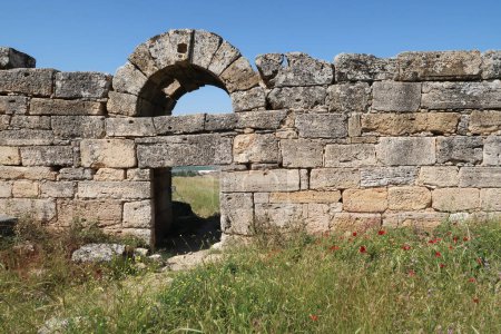 A gate entrance in the town wall of the archaeological site of Hierapolis, Pamukkale, Denizli, Turkey 2022