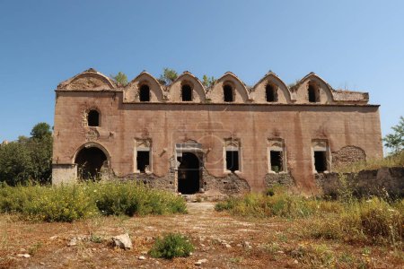 Ruins of the High Church, Upper Church in the abandoned town of Kayakoy, close to Fethiye, Turkey 2022