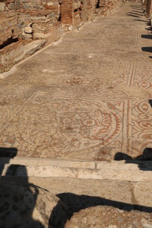Téléchargez les photos : Mosaïque majestueuse sur le site archéologique d'Ephèse, près de Selcuk, Turquie 2022 - en image libre de droit