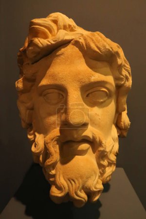 Photo for The head of the greek god Zeus, carved out of marble, displayed at the archaeological museum of Ephesus, Selcuk, Turkey 18th of May 2022 - Royalty Free Image