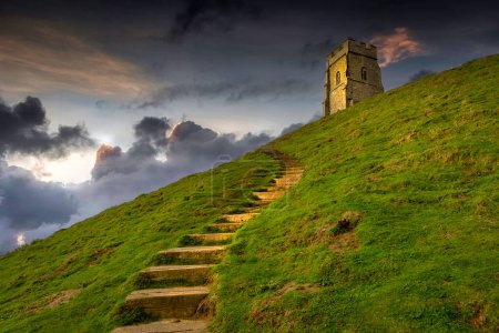 Photo for The steps up the hill to St Michael's Tower on Glastonbury Tor - Royalty Free Image