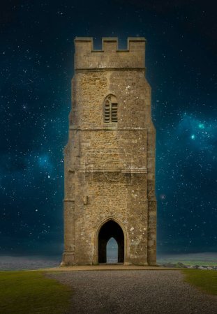 Photo for Night scene of St Michael's Tower on Glastonbury Tor - Royalty Free Image