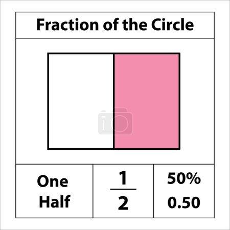 Téléchargez les illustrations : Fraction du carré 1 par 2. pourcentage de détail. La fraction est divisée en tranches. Icône vectorielle à contour plat isolée sur fond blanc. illustration - en licence libre de droit
