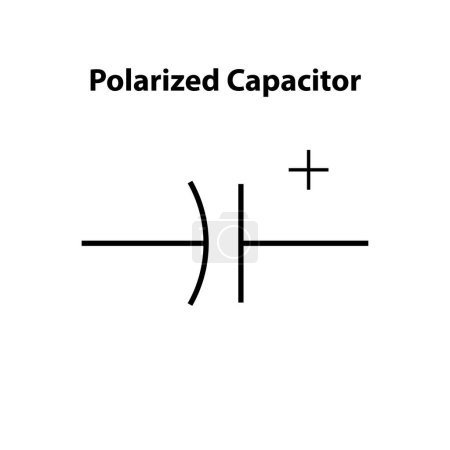 Illustration for Polarized Capacitor. electronic symbol. Illustration of basic circuit symbols. Electrical symbols, study content of physics students. electrical circuits. - Royalty Free Image