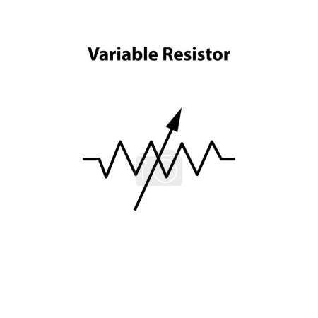 Ilustración de Resistencia variable. símbolo electrónico. Ilustración de los símbolos básicos del circuito. Símbolos eléctricos, estudiar el contenido de los estudiantes de física. circuitos eléctricos. - Imagen libre de derechos
