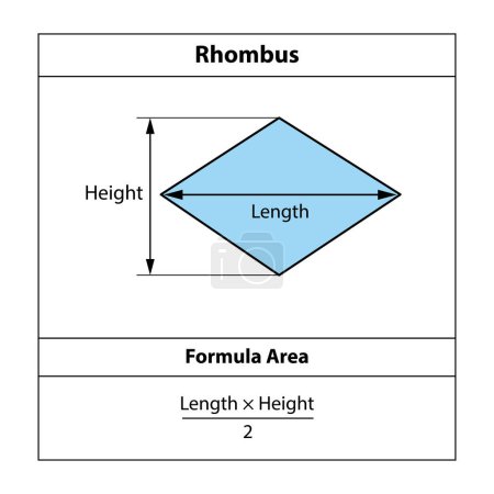 Illustration for Rhombus Formula Area. Geometric shapes. isolated on white background Vector illustration. - Royalty Free Image