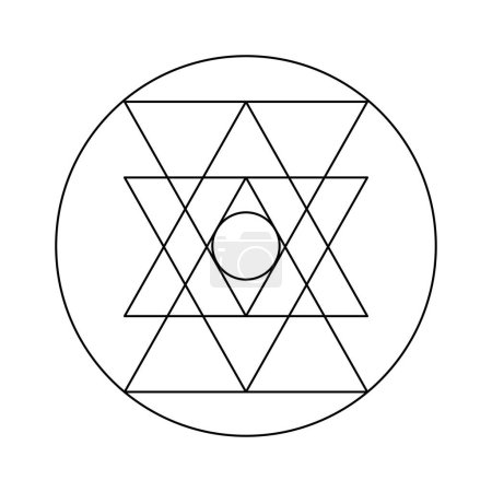 Illustration for Religious yantra. Scared Geometry Vector Design Elements. the world of geometry with our intricate illustrations. in black line art. - Royalty Free Image