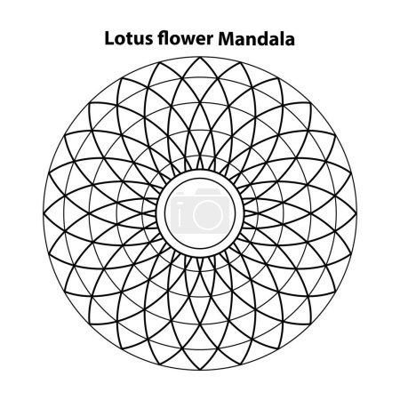 Illustration for Lotus flower Mandela. Scared Geometry Vector Design Elements. This religion, philosophy, and spirituality symbols. the world of geometry with our intricate illustrations. - Royalty Free Image
