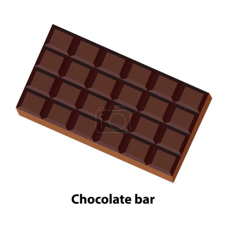 Téléchargez les illustrations : Chocolat noir. une barre chocolatée. sur fond blanc illustration vectorielle - en licence libre de droit