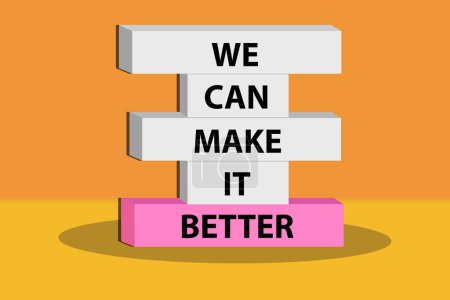 Illustration for We can Concept words we can make it better on cube blocks. Beautiful gradient background. Businessman's hand. The business we make it better concept. Copy sp ace.make it better - Royalty Free Image