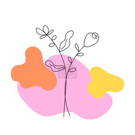 Foto de Flor dibujada a mano sobre fondo blanco garabato abstracto, elementos de diseño abstractos con decoración floral. - Imagen libre de derechos