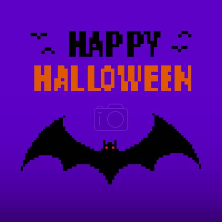 Foto de Feliz Halloween murciélago pixel estilo de arte - Imagen libre de derechos
