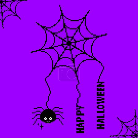 Foto de Feliz Halloween Spider arte pixel web, araña y telarañas estilo 8bit - Imagen libre de derechos