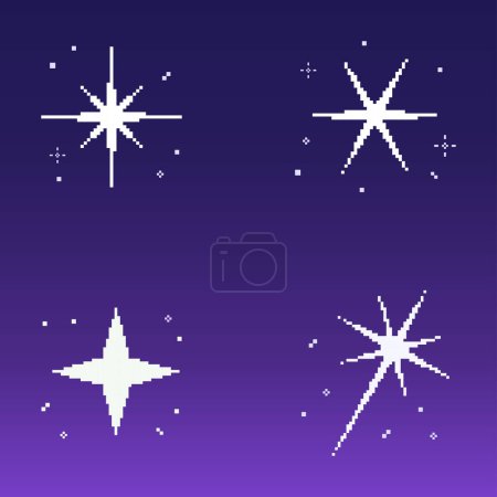 Foto de Conjunto de arte de píxeles de cielo estrellado, estrella brillante estilo de 8 bits - Imagen libre de derechos