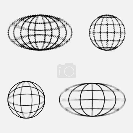 Black effect halftone blur globe set for street wear design