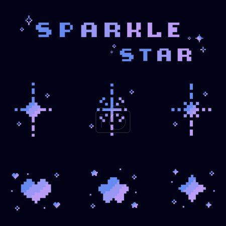 Foto de Gradiente brillante estrella pixel art set - Imagen libre de derechos