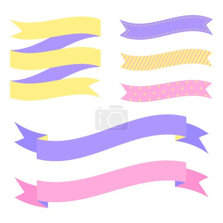 Foto de Banner de cinta de colores, cintas adorables símbolo de icono de estilo plano - Imagen libre de derechos