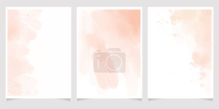 Ilustración de Abstract loose beige sand beach watercolor background for wedding invitation card template layout 5x7 vertical - Imagen libre de derechos