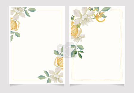 Téléchargez les illustrations : Aquarelle gardénia blanc et bouquet de fleurs de style thaï or cadre couronne de paillettes - en licence libre de droit