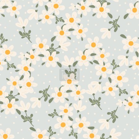 Illustration for Cute simple daisy wild flower pastel seamless pattern - Royalty Free Image