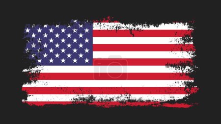 Grunge USA Flagge. Vereinzelt auf schwarzem Hintergrund. Vektorillustration.