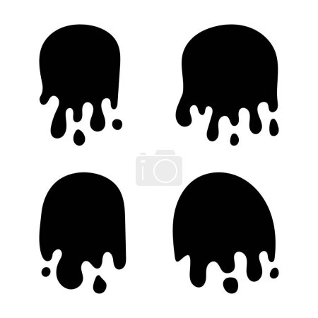 Illustration for Black dripping slime seamless set. Flowing black fluid. Paint drops and blots. - Royalty Free Image