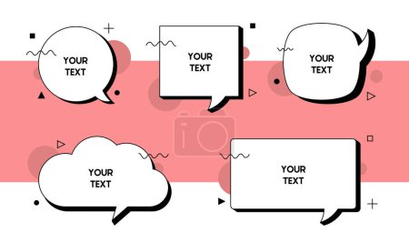 Set quote box frame, texting quote blank template boxes, design boxes quotation bubble blog symbols, bubble blog quotes symbols with abstract shapes. Vector