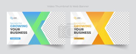 Illustration for Business promotion web banner template and YouTube thumbnail design template. Video thumbnail design - Royalty Free Image