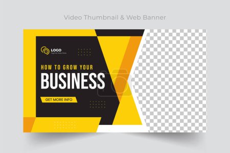 Illustration for Business promotion web banner template and YouTube thumbnail design, Video thumbnail design template. - Royalty Free Image