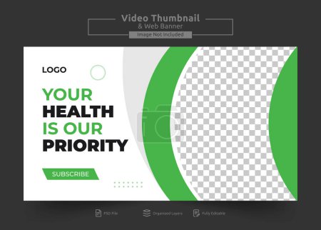Illustration for Medical healthcare web banner and youtube thumbnai. Creative medical healthcare YouTube thumbnail and web banner. - Royalty Free Image