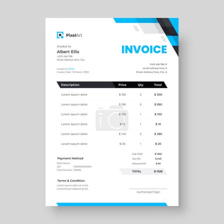 Corporate invoice design stationery template vector