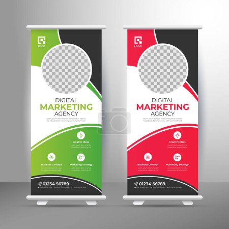 Illustration for Digital Marketing Agency Rollup Banner Design - Royalty Free Image