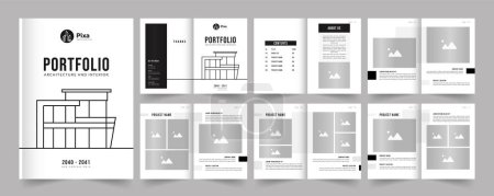 Architecture portfolio or portfolio template design, interior portfolio, business portfolio.
