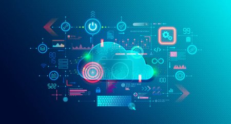 Téléchargez les photos : Cloud-native Apps and Cloud-native Technologies - Approach to Software Development in which Applications are Built and Run Natively in the Digital Cloud - Conceptual Illustration - en image libre de droit