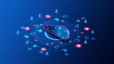 Cloud Computing for the Internet of Things - Cloud Computing Services to Collect and Process Data from IoT Devices - 3D Illustration