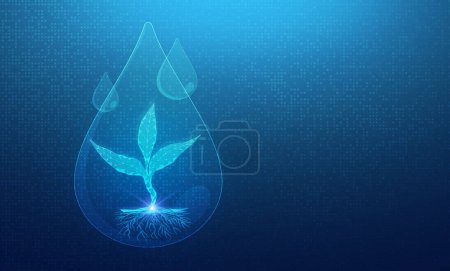 Hydroponik und Aquaponik - Bodenloser Pflanzenanbau mit nährstoffreichem Wasser -Konzeptuelle Illustration mit Kopierraum