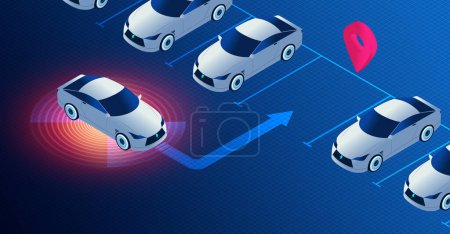 Smart Parking - Fortschrittliche Technologien zur Optimierung des Parkraummanagements und zur Verbesserung der Nutzererfahrung durch automatisierte Systeme - Konzeptionelle Illustration
