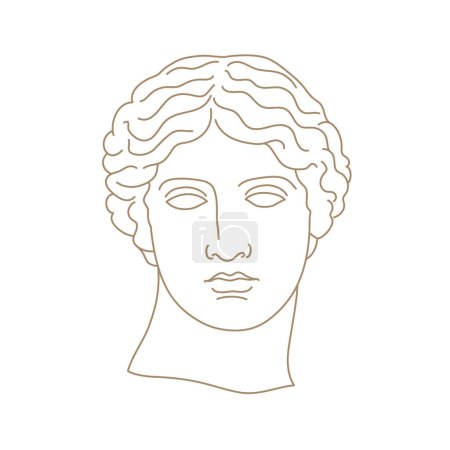 Ilustración de Estatua antigua cabeza vector ilustración en estilo minimalista contemporáneo. - Imagen libre de derechos