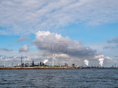 Photo for Tata steel heavy industry using fossil energy for steel production, IJmuiden, Netherlands - Royalty Free Image