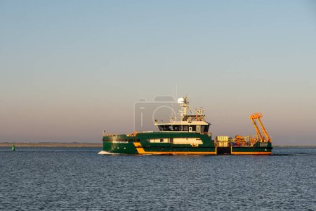 Photo for Esbjerg, Denmark - Sep 6, 2023: Dutch research and survey ship Geo Ranger on Wadden Sea near harbour of Esbjerg, Jutland - Royalty Free Image