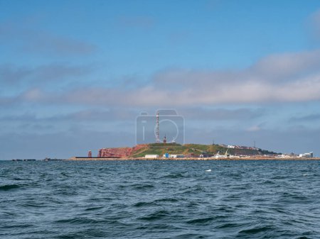 Panorama of Helgoland island with red cliffs, in German Bight, North Sea, Germany