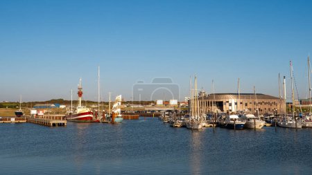 Photo for Esbjerg, Denmark - Sep 5, 2023: Boats in marina of Esbjerg Strand in city of Esbjerg at North Sea coast of Jutland, Denmark - Royalty Free Image