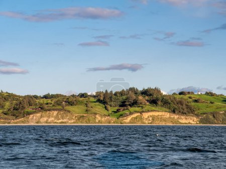 Coastline with hilly landscape and bluffs near Ballebjerg, Samso island, Midtjylland, Denmark