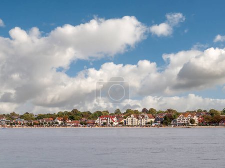 Photo for Laboe, Germany - Sep 27, 2023: Coastline and beach of Laboe on Kiel Fjord, part of Kiel Bay in the Baltic Sea, Schleswig-Holstein - Royalty Free Image