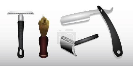 Illustration for Illustration of razor blade realistic isolated, barbershop shaving razor mockup. - Royalty Free Image