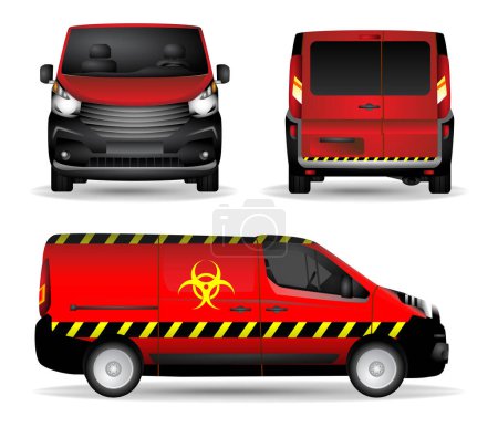 Illustration for Illustration of medical biohazard van transportation minibus isolated - Royalty Free Image