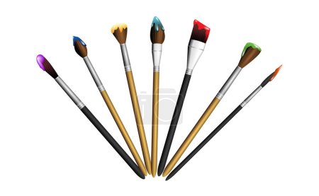 Téléchargez les illustrations : Illustration de pinceaux outils d'art isolés - en licence libre de droit